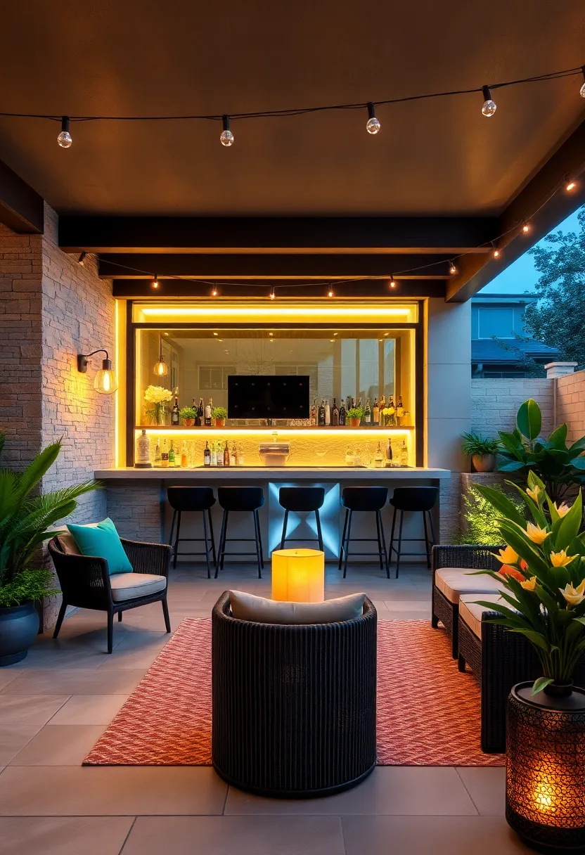 Contemporary Glass-Bar Front with LED lighting for Nighttime Glamour