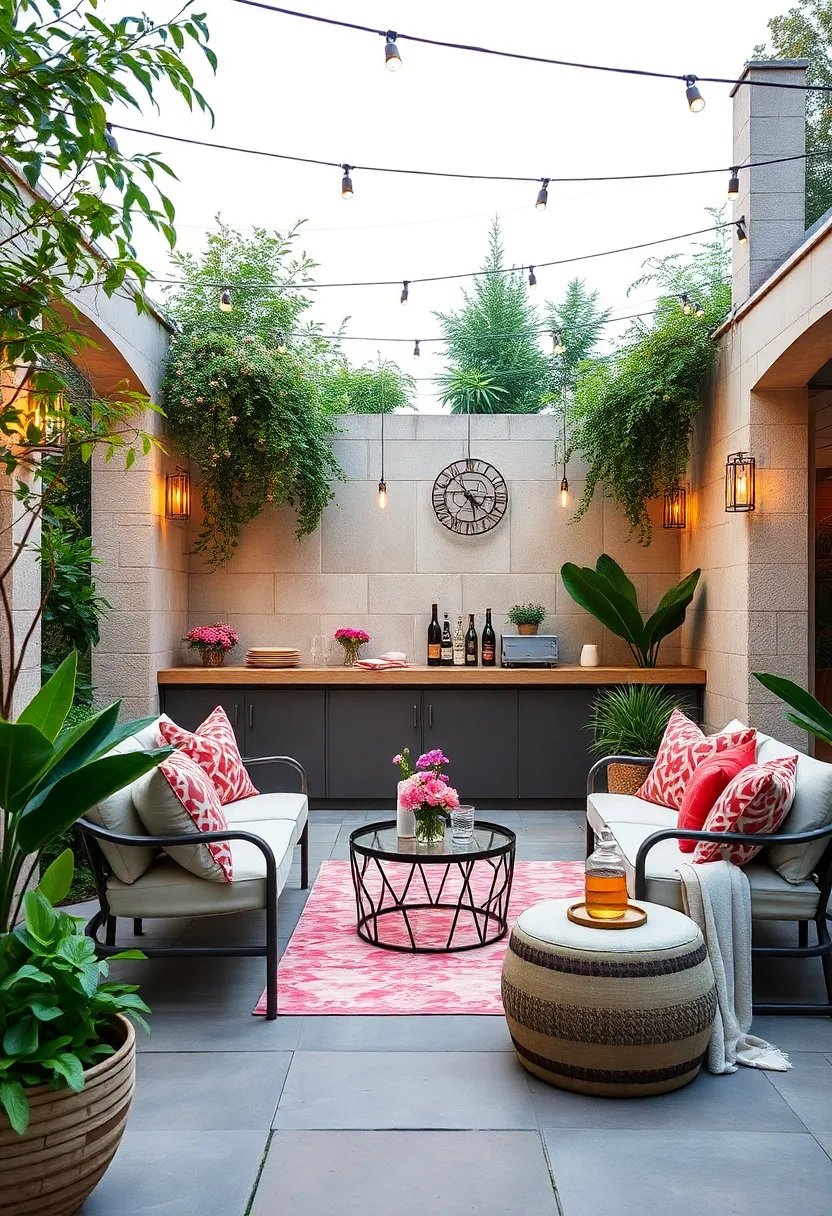 Garden Party Bar Decorated with Floral Accents and Soft Fabrics