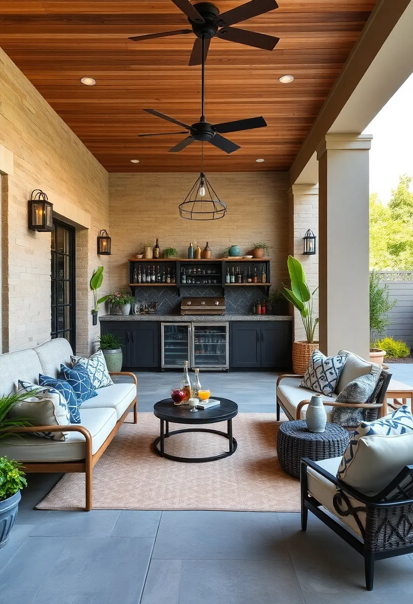 Outdoor Bar with Integrated Refrigerator and Storage solutions