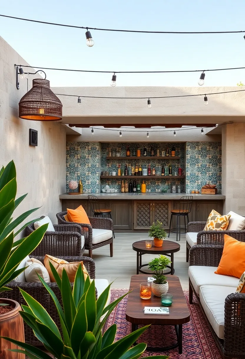 Tile-faced Bar with Moroccan Patterns for Exotic Style
