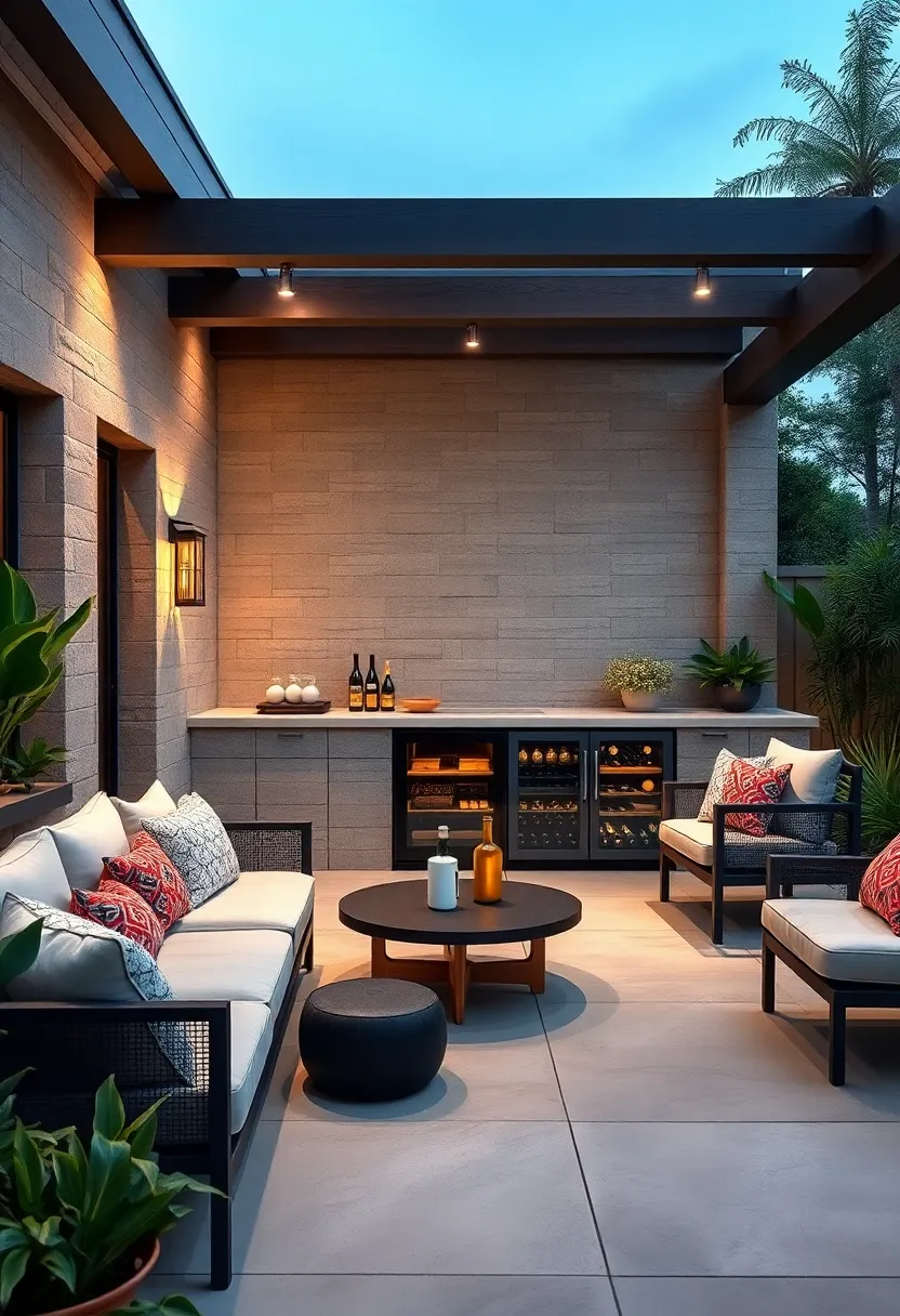 Sleek ⁣Minimalist⁣ Patio Bar with Integrated Wine ⁣Cooler and Matte Black⁢ Finish