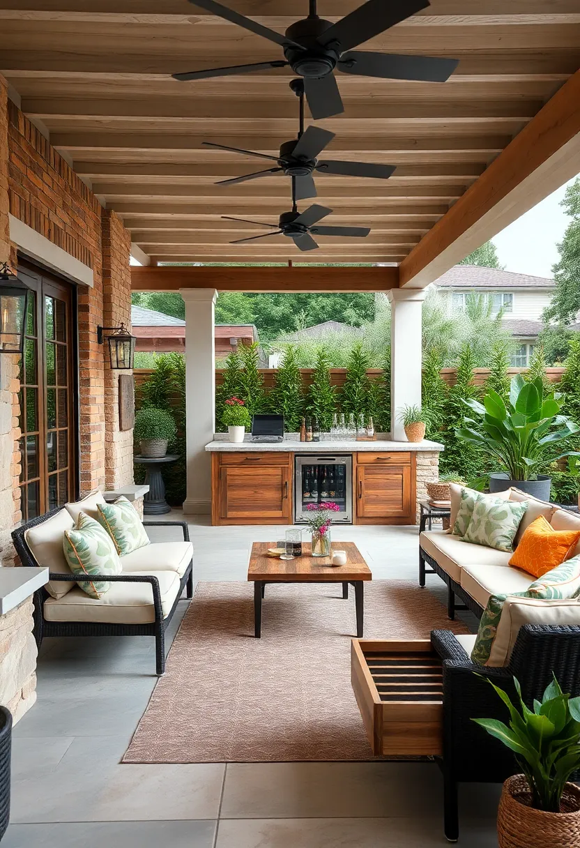 Farmhouse Patio Bar with Reclaimed Wood and ​Hidden Wine ‌Cooler ‍Drawer