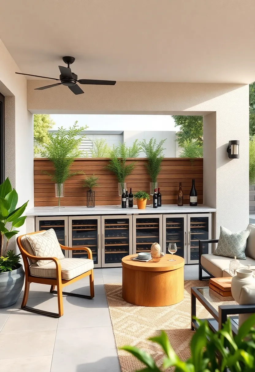 Modern ⁣L-Shaped Bar ‍with ⁢frosted Glass Doors⁤ on ‌wine Cooler and Marble Top