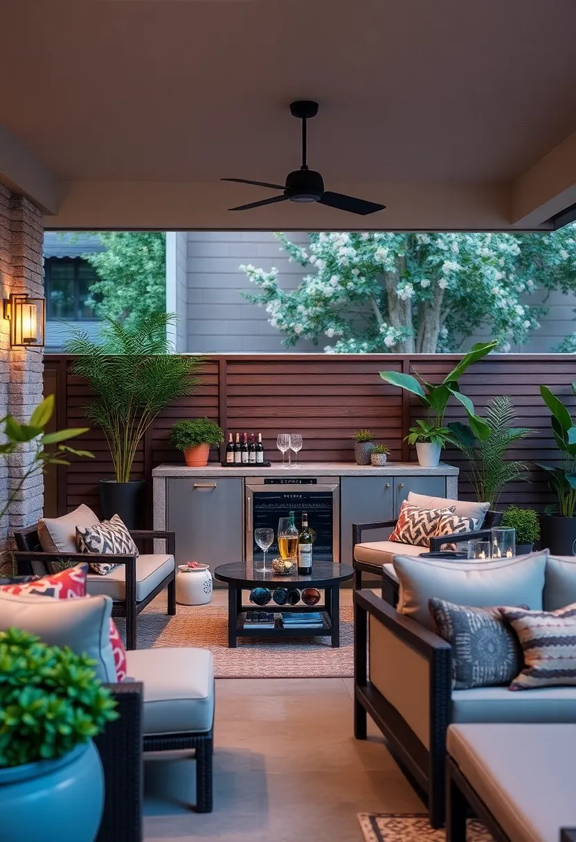 Compact Corner Patio Bar with Under-Counter wine‍ Cooler and Foldable Serving Shelves