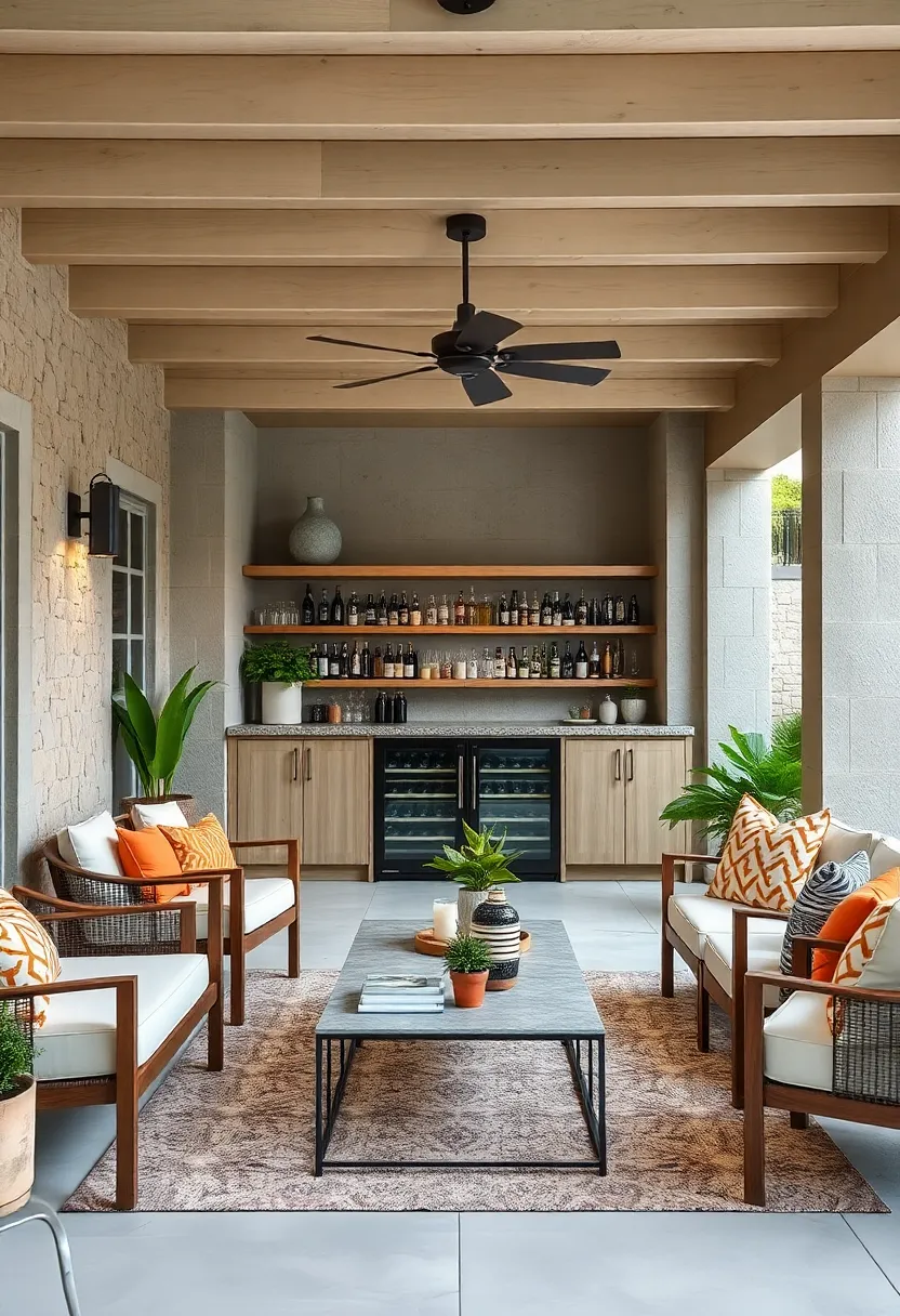 Scandinavian-inspired Bar with Light Oak Finish​ and Clear Glass⁤ Wine Cooler Doors