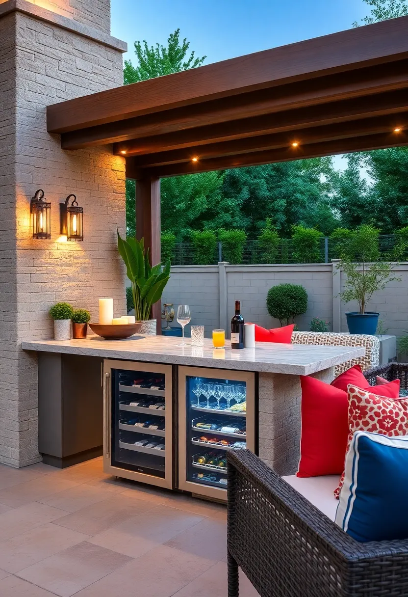 Elegant Patio Bar Featuring Built-In ⁣Wine ‌Cooler and‌ Integrated Tap for Wine On ‍Tap