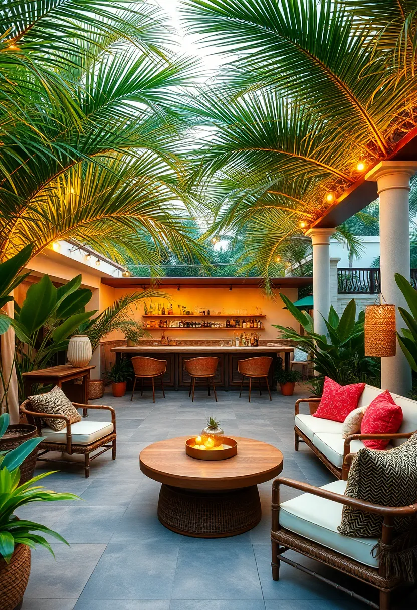 Coconut Palms Patio – Serving fresh coconut water cocktails in a ‍space‌ adorned with ​palm leaves and bamboo furniture, this bar is a ⁣refreshing ⁢retreat