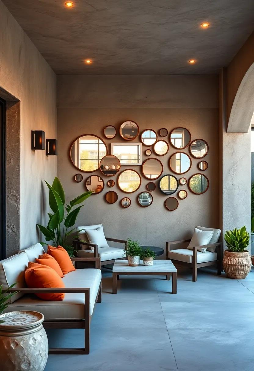 Cluster of Small Round Mirrors in ⁤a Gallery ⁣Wall Style