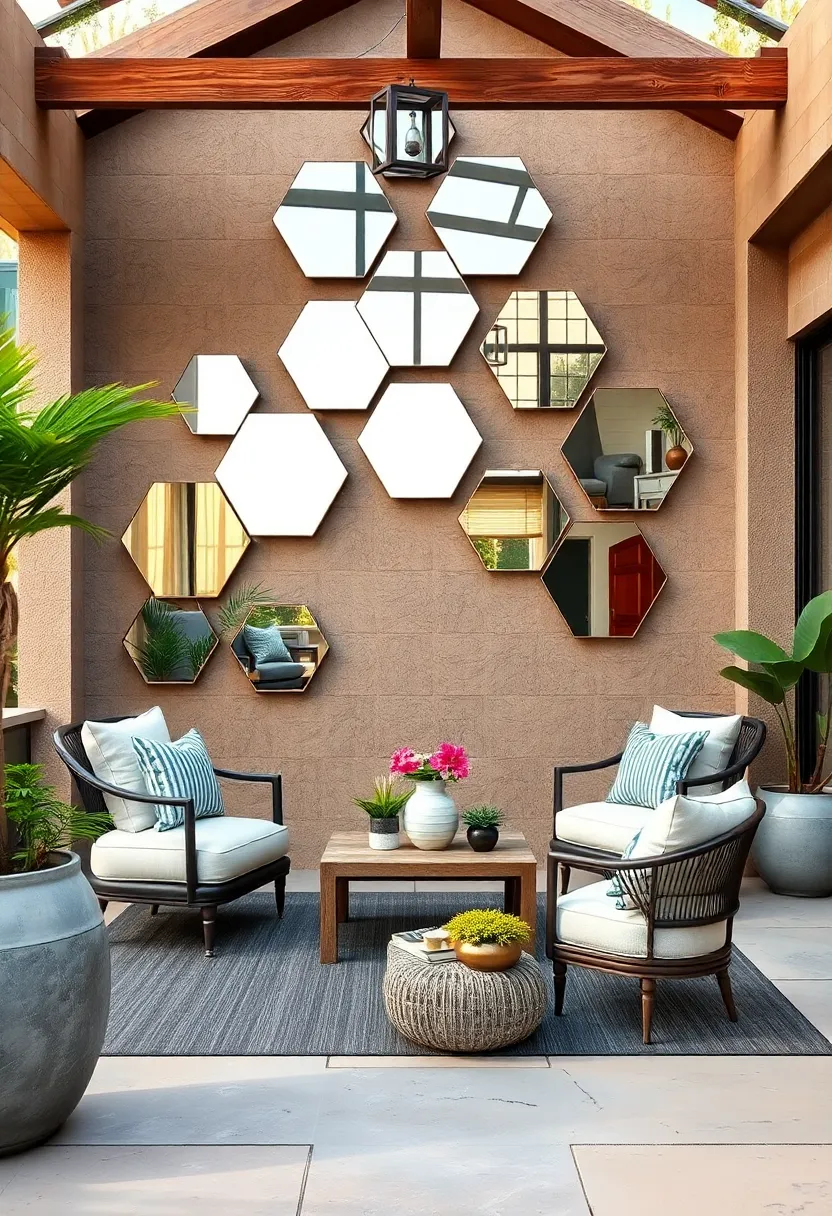 Geometric Hexagon Mirrors Arranged in a ⁤Pattern