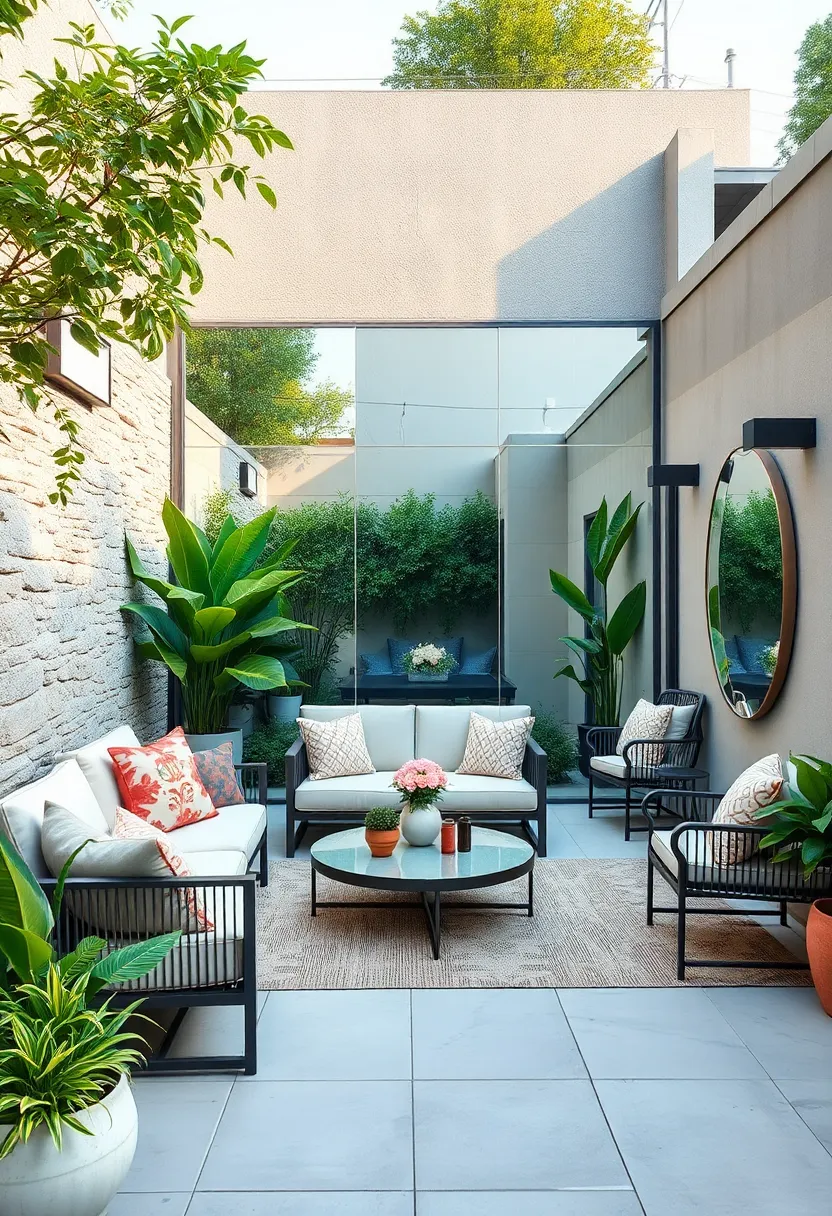 mirrored‌ Wall Panels to Expand Small Patio Spaces Visually