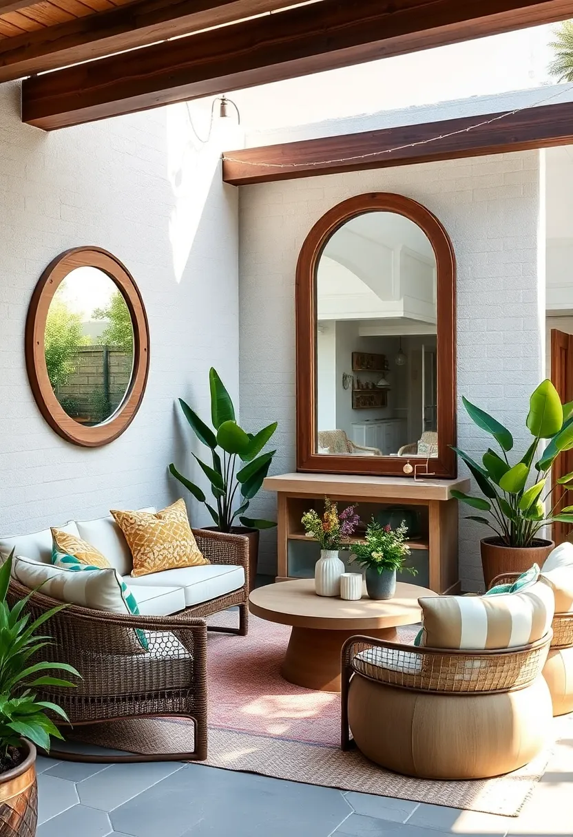 Weathered Wooden Trim​ Mirror to Blend⁣ with Natural Elements