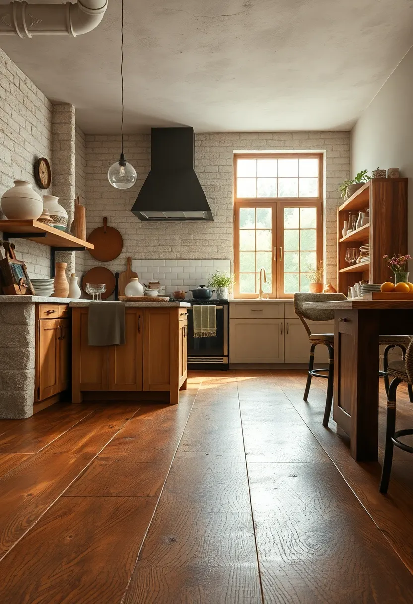 Close-Up of Natural Imperfections and⁢ Grain Swirls in Hand-Scraped rustic Flooring Under glazed Pottery