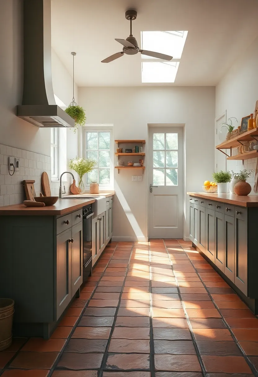 Sunbeams​ Casting Soft Shadows on​ Handcrafted Terracotta Tiles‌ in a Charming Farmhouse Kitchen