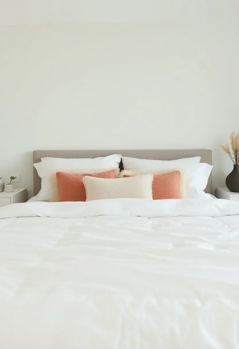 Embrace layers of neutral-toned plush throw pillows on a crisp white duvet for a‍ timeless Scandinavian look