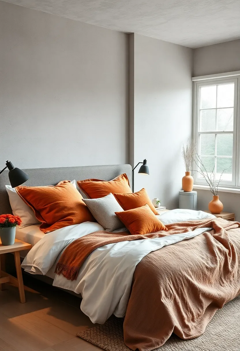 Add a pop of muted orange or terracotta with plush pillows to capture iconic Nordic seasonal hues