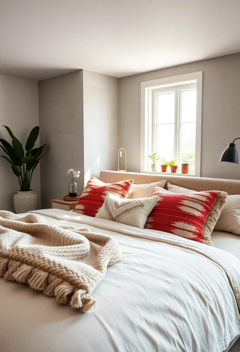 Use handwoven pillow covers to introduce artisanal texture that enhances the cozy Scandinavian vibe