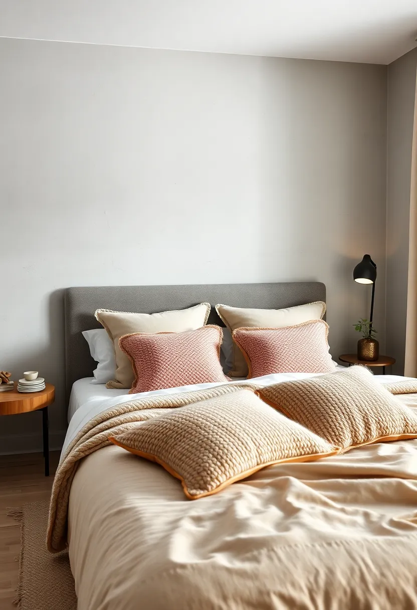 Pair⁢ woolen throw pillows with light beige linens⁢ to complement a ⁤serene, zen-inspired bedroom design