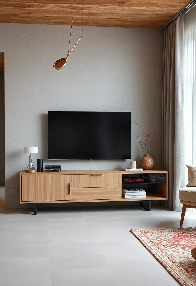 Low-Profile ⁣Ash Wood Console with Built-In Cable Management