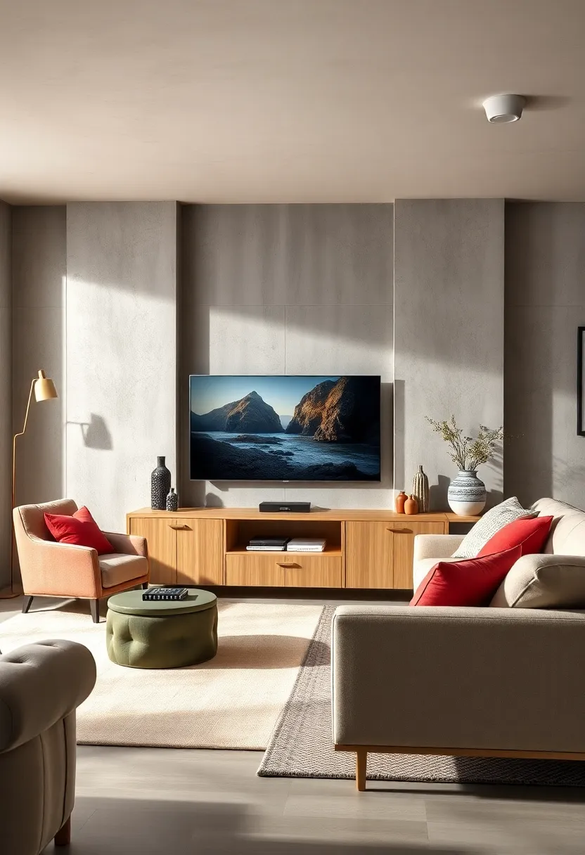 Minimalist⁤ Oak TV Unit with Hidden​ Storage Compartments