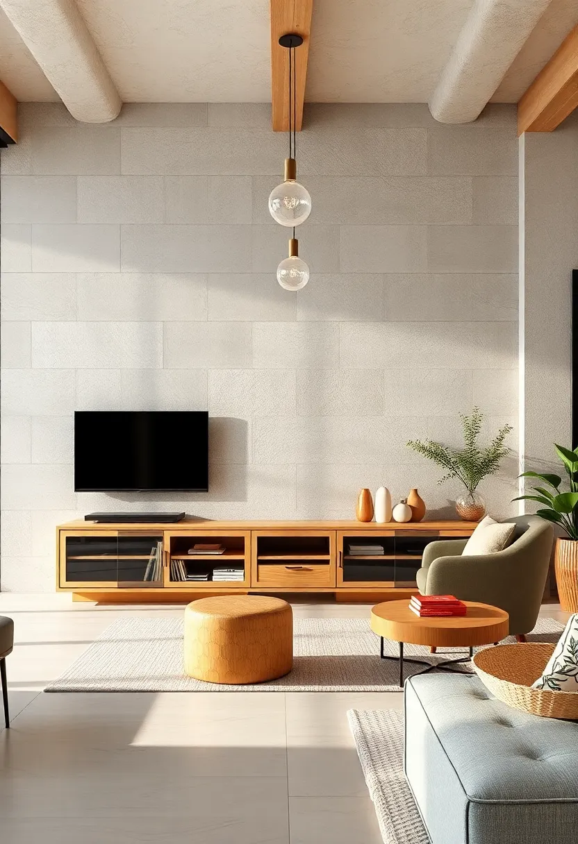 Scandinavian-Inspired TV ⁢Unit with‍ Transparent Glass Doors