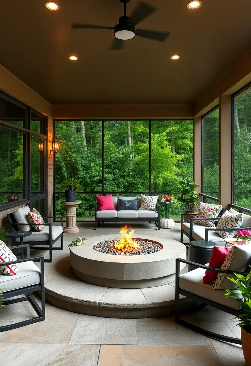 Circular‍ Concrete⁢ firepit‍ with Built-In Planters: Marry industrial chic and ‍greenery by incorporating planters ⁢around a sleek concrete firepit center