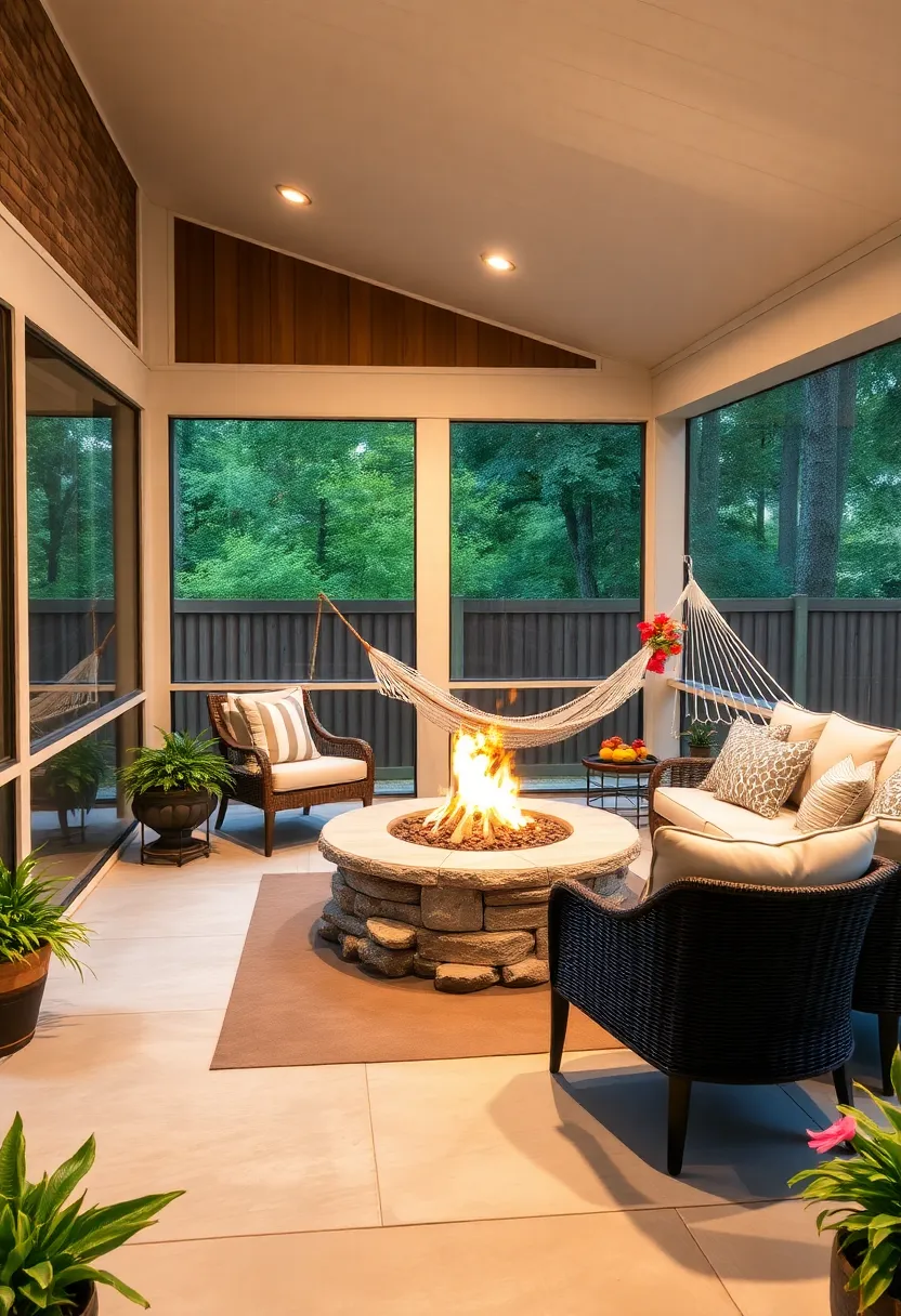 Firepit Nestled in a ‍Hammock Lounge Area:⁣ Combine relaxation and‍ warmth by placing a firepit near a hammock ‌for ⁢ultimate ⁢cozy vibes