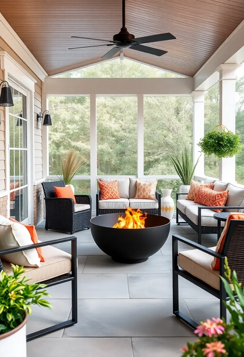 Minimalist Black Metal ‌Firepit Bowl: Opt for understated elegance with ⁢a matte⁣ black metal firepit bowl ‍that complements any porch‌ decor