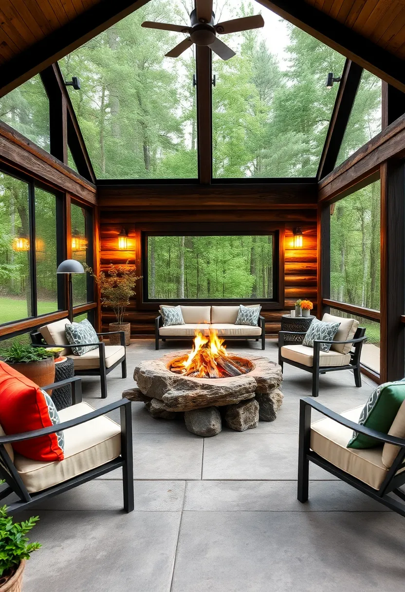Rustic Log⁣ Cabin Firepit: ⁢bring the ‍warmth of the ‍woods indoors with a firepit designed from reclaimed ⁣logs ​and rough-hewn ‌stones for a cabin-inspired ⁢vibe