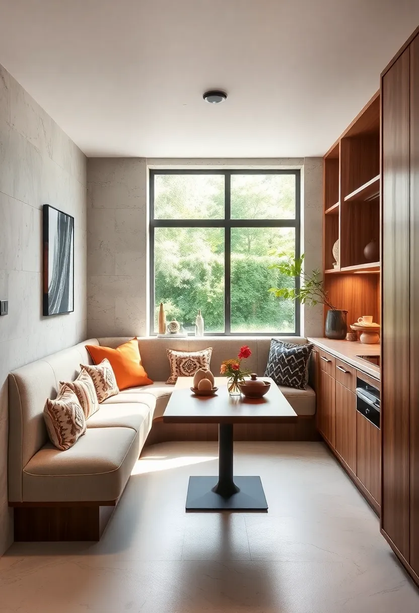 Curved banquette Seating to Save Floor Space