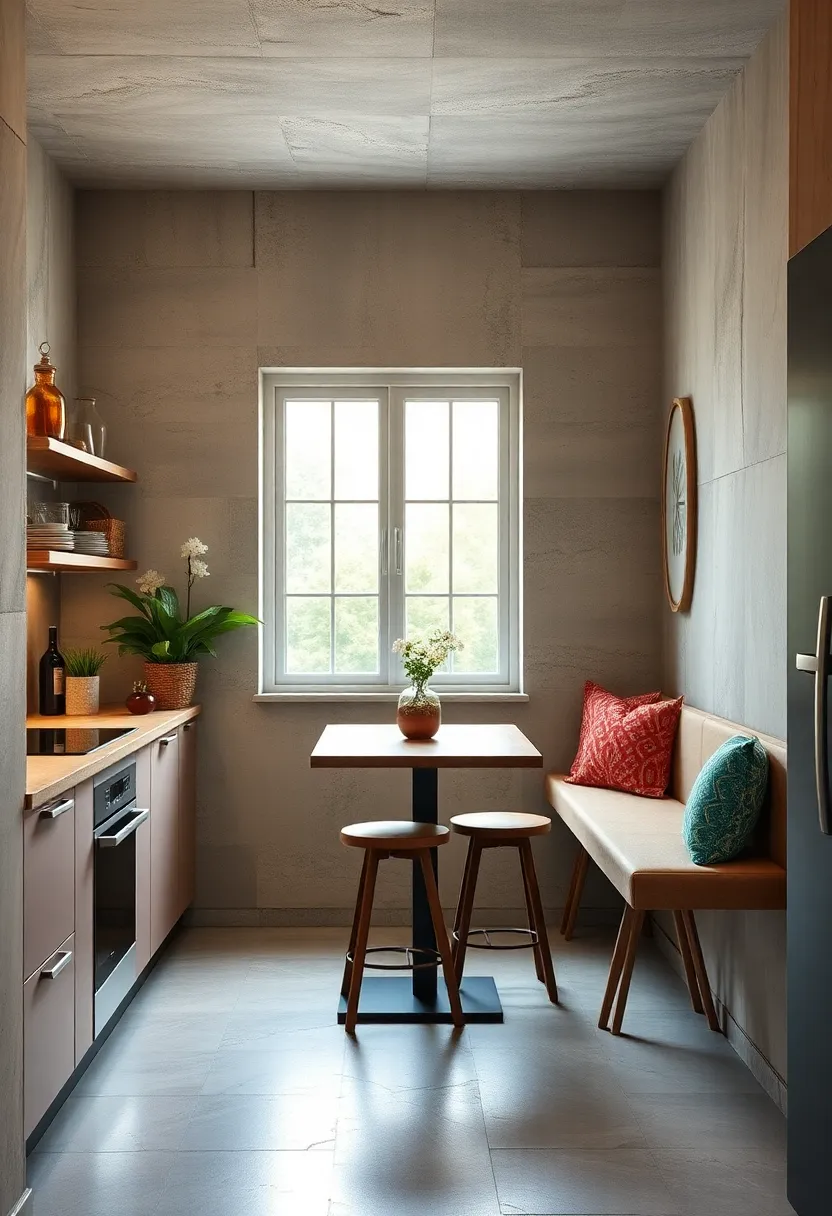 Fold-Down Wall-Mounted Tables with​ Stools