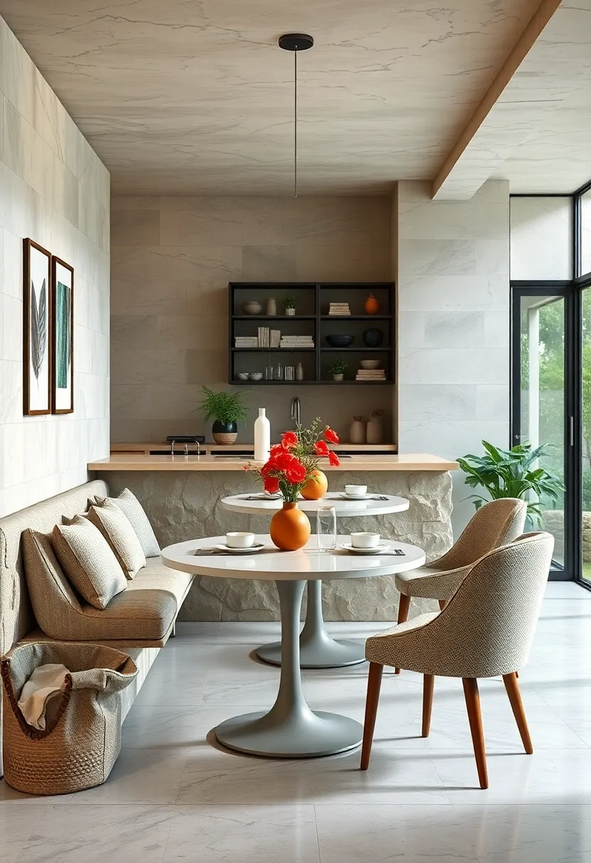 Small Round Tables with Slim Pedestal Bases