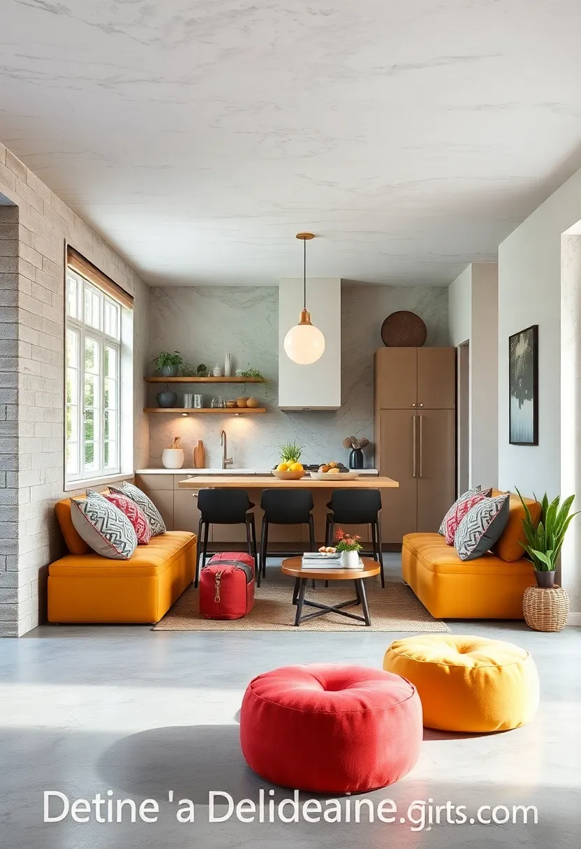 stackable Cushioned Poufs for​ Flexible Seating