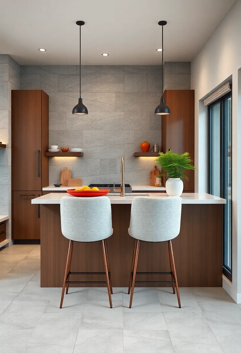 Twin Counter-Height Chairs ​on a Floating Counter