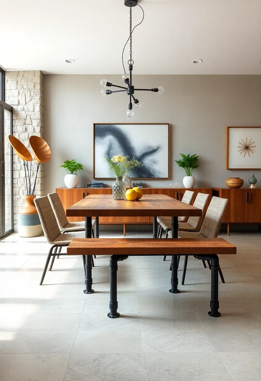 industrial Pipe⁤ Frame Dining Bench with Recycled Wood ⁤Seat