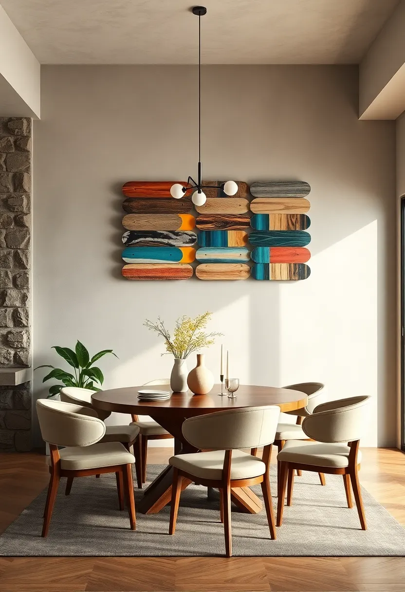 Repurposed ⁣Skateboard Boards as Creative Wall Art⁣ in Dining Area