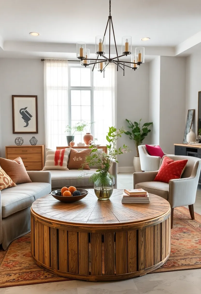 Upcycled Wooden Crate Coffee Table Drum for Extra Dining⁢ Surface