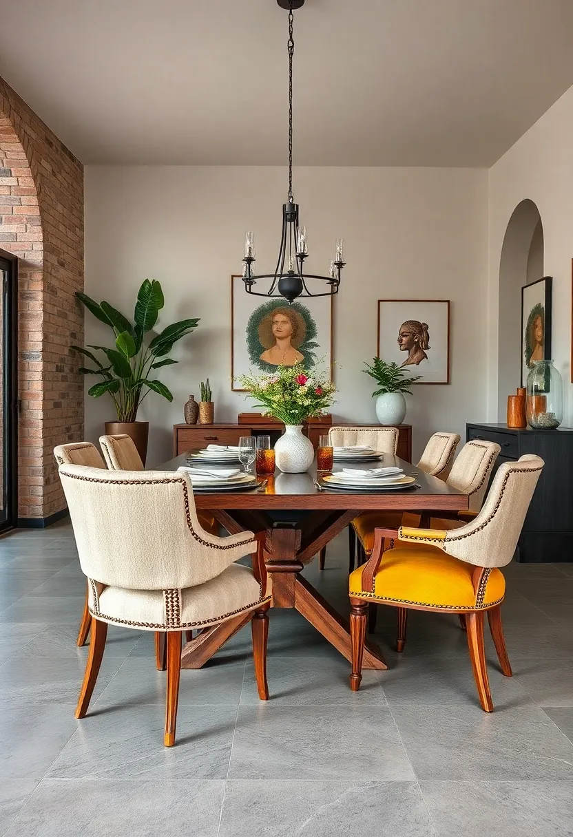 Vintage ⁣Chairs with Modern Upholstery Creating ​an Eclectic ⁣and Inviting Dining ⁢Atmosphere