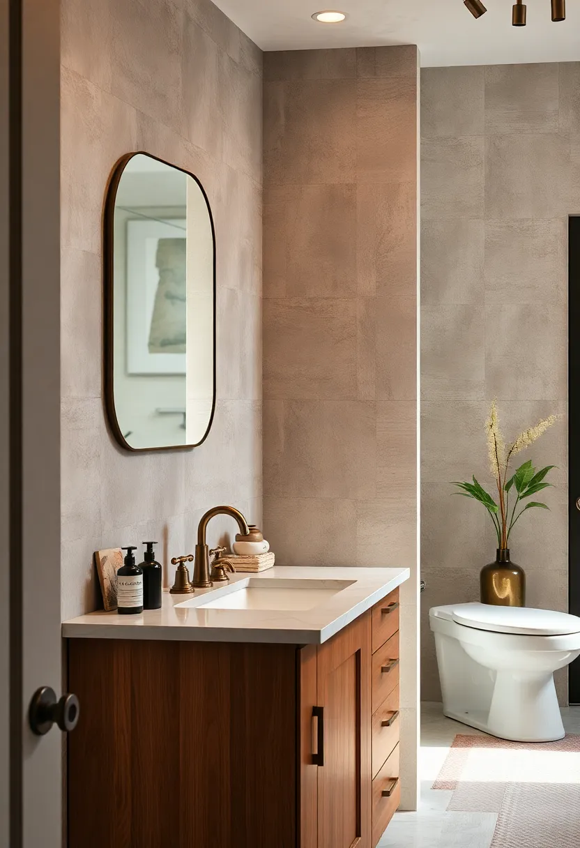 Antique Brass Faucet Fixtures⁣ Mounted‍ on Custom Handcrafted ⁢Cabinets with Rich Wood Grain