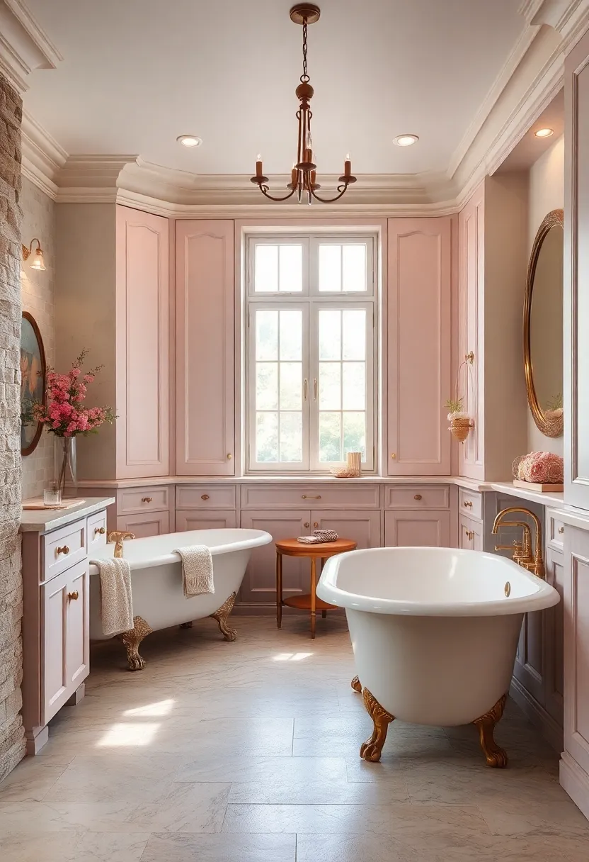Classic ⁣Clawfoot Bathtubs ​Surrounded by Custom Built-In Cabinets with Soft‍ Pastel Finishes