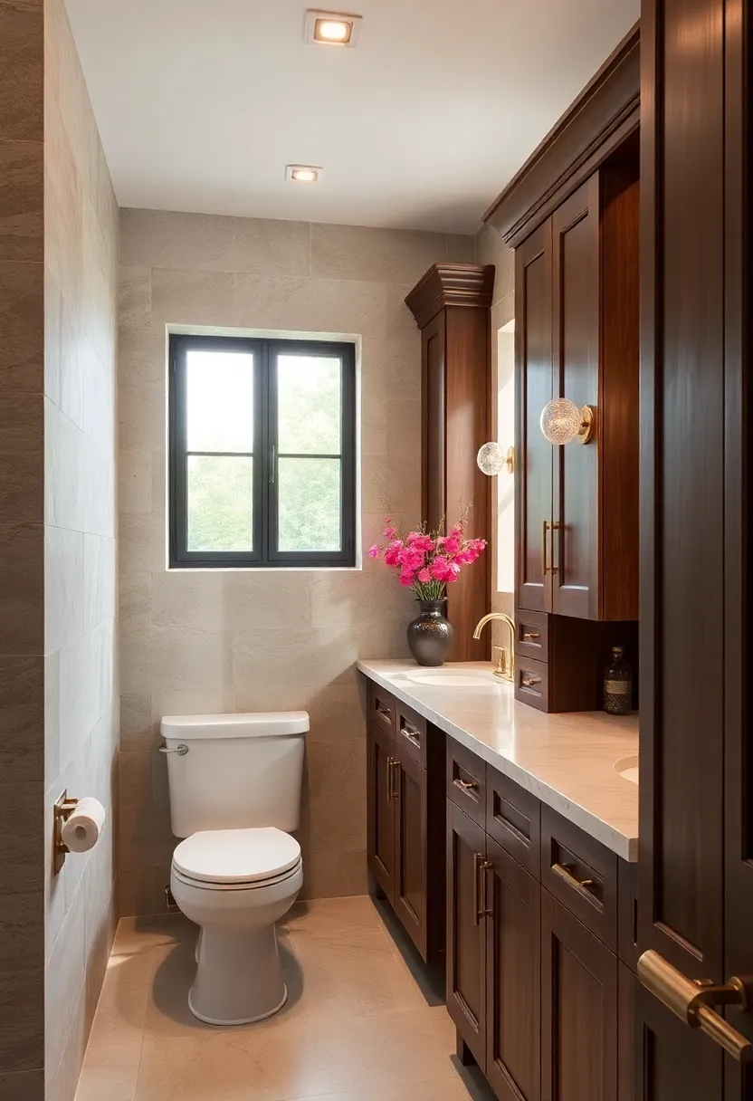 Elegant Vintage Glass Knobs and Handles on Custom Cabinets Reflecting ​Classic Bathroom Styles