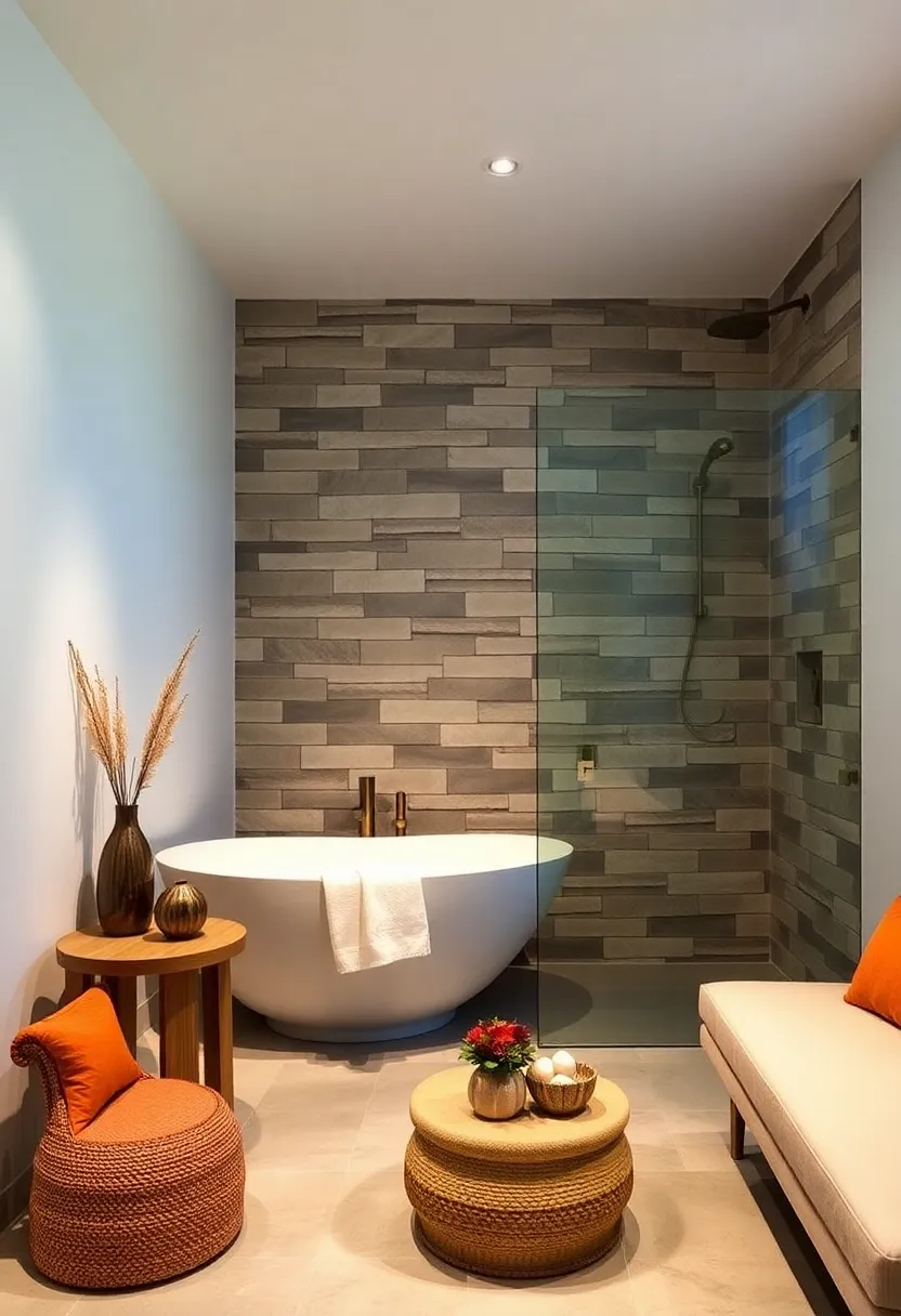 Natural Stone Accent Wall:​ Add texture and warmth⁣ by incorporating a striking ‍natural stone wall as⁢ a backdrop to‌ your walk-in shower space
