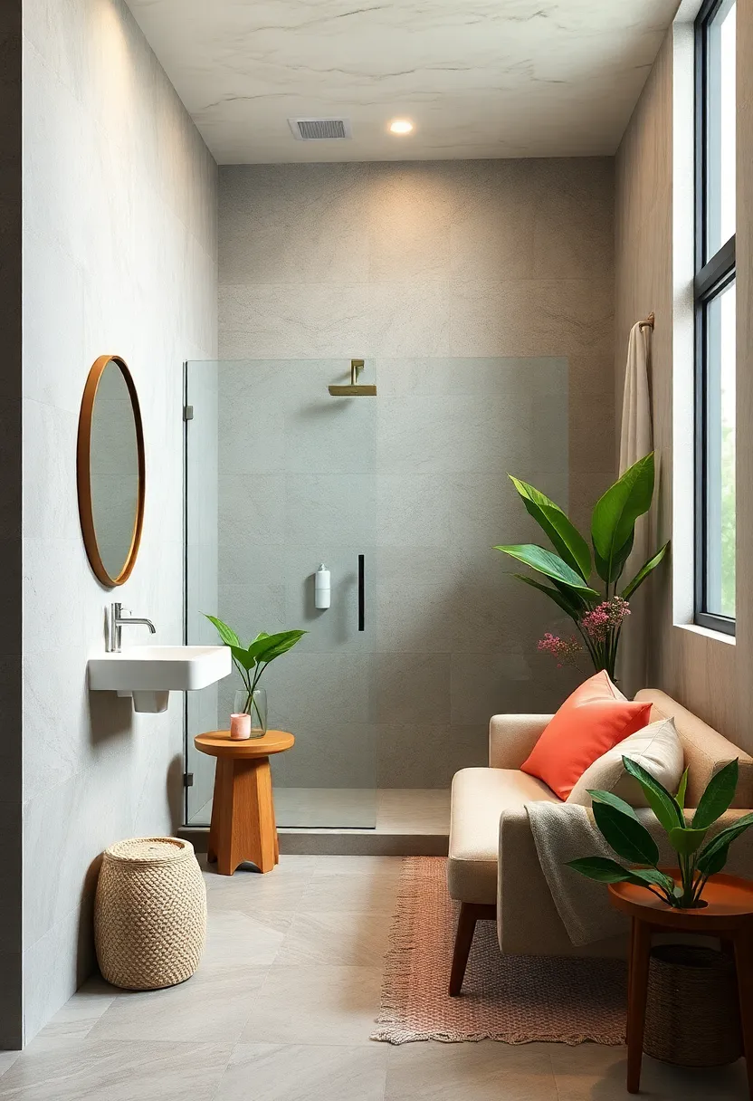 Tropical Plant Accents: Bring​ life and freshness by positioning tropical plants​ near ‍the walk-in shower⁢ for a natural⁢ oasis vibe