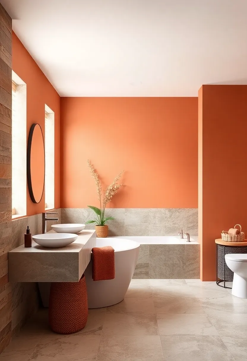 Burnt Sienna and ⁢Pale Peach ⁣– Heat up your bathroom​ with a combination of fiery⁤ sienna and gentle peach hues