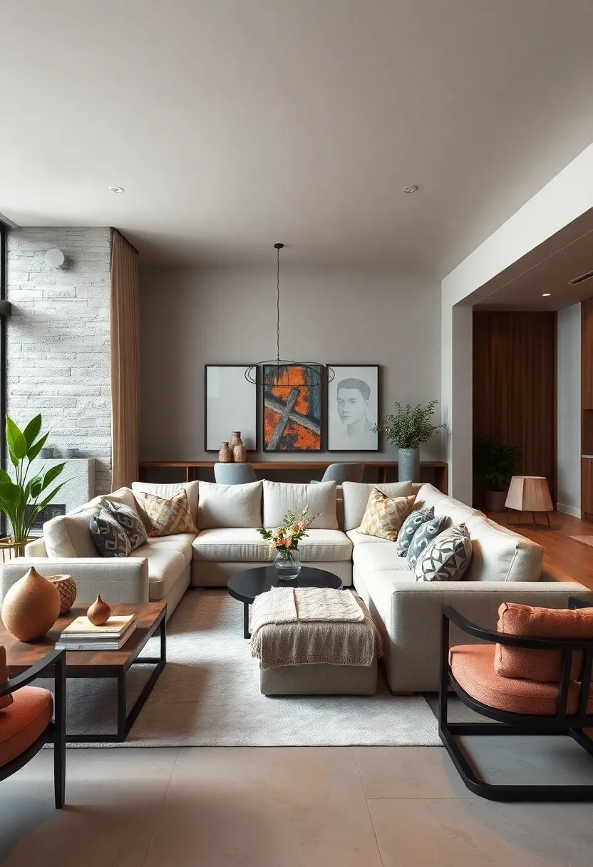 Pair​ a cream ⁢sectional sofa with ⁣dark wood furniture ​to add ‌warmth and⁢ richness to your apartment living ⁢room