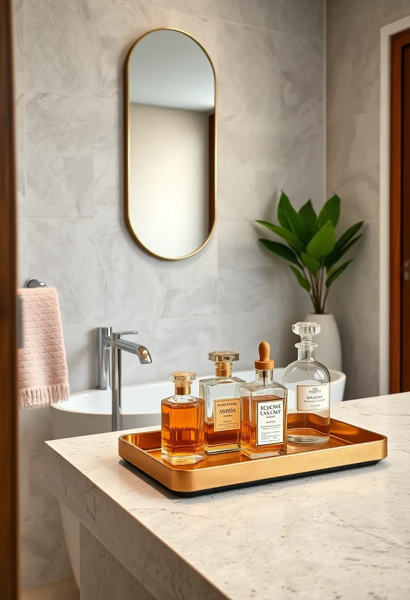 Display a ‌curated selection of vintage perfume bottles as artistic collectibles on a tray