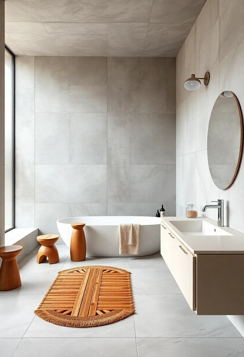 Introduce ⁤a wooden‍ bath mat to add‌ warmth through natural materials