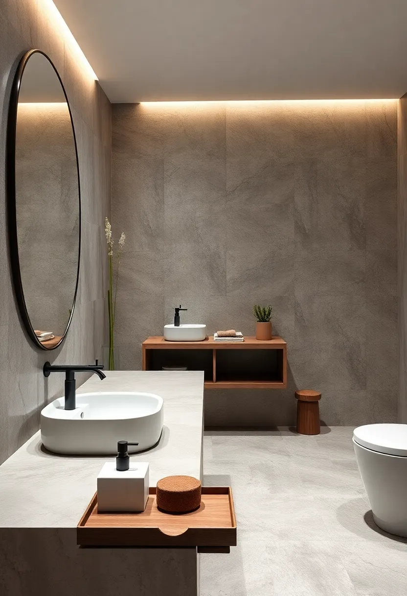 Select⁤ simple, geometric-shaped ceramic soap ‍dispensers and trays