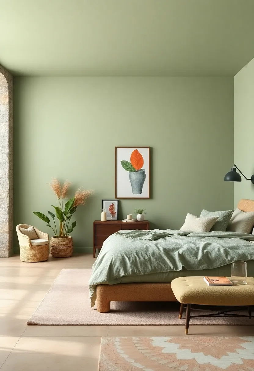 Soft Sage Green – Embrace nature's ⁤tranquility with ⁤soft sage green walls that‌ bring ⁢a calming and⁢ fresh vibe ⁣to your ‍bedroom