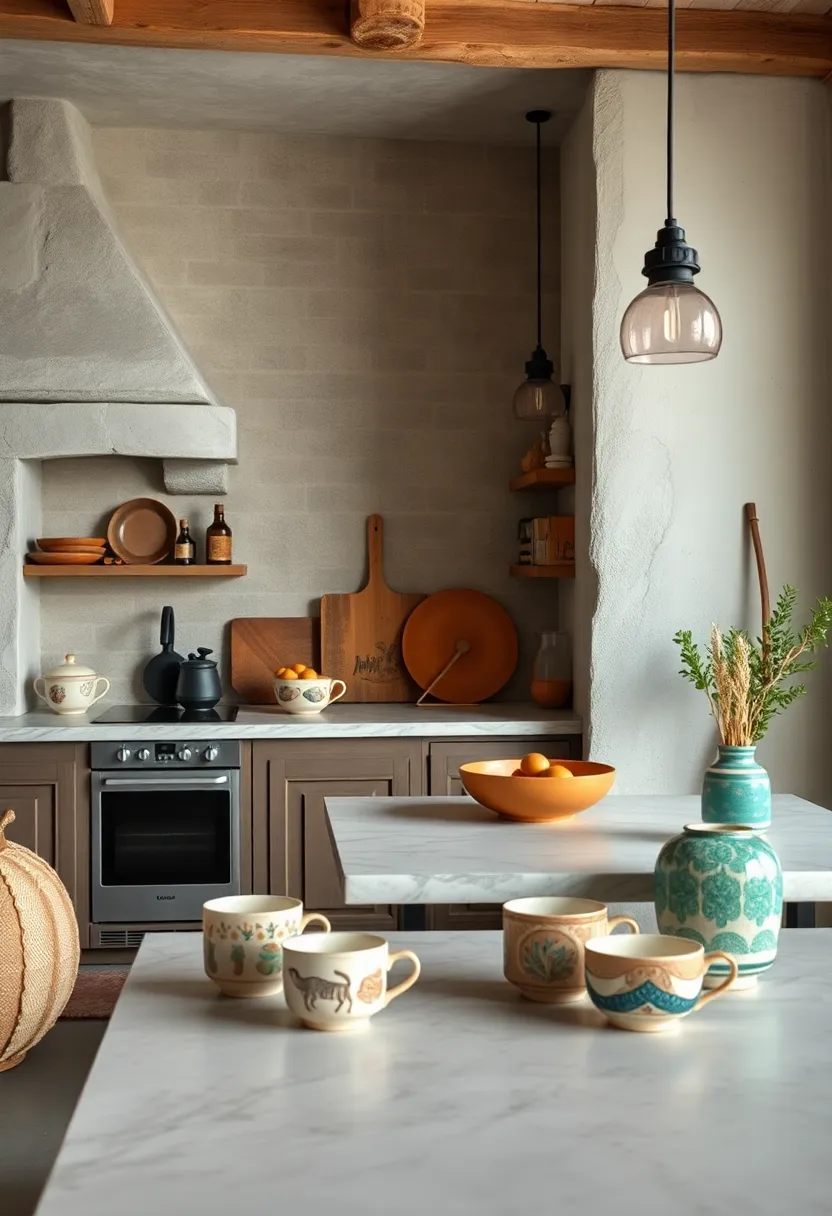 Hand-Painted Ceramics: Incorporate artisan mugs or bowls with unique hand-painted designs as functional décor