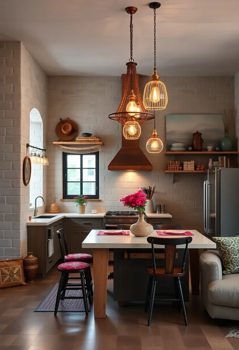 Vintage⁣ Light fixtures: Install antique brass chandeliers​ or pendant lights with intricate details for a‍ boho-chic glow